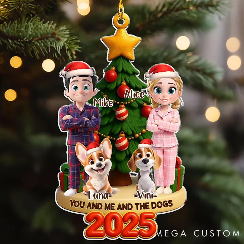 Personalized Dog Lover Family and Dogs Christmas Ornament