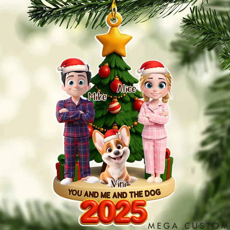 Personalized Dog Lover Family and Dogs Christmas Ornament