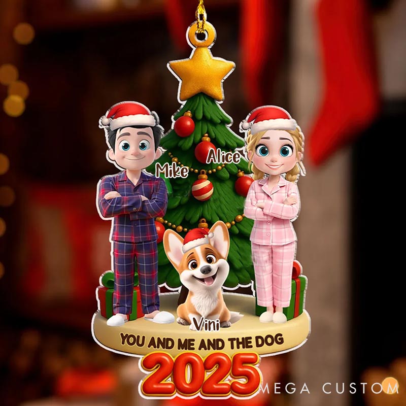 Personalized Dog Lover Family and Dogs Christmas Ornament