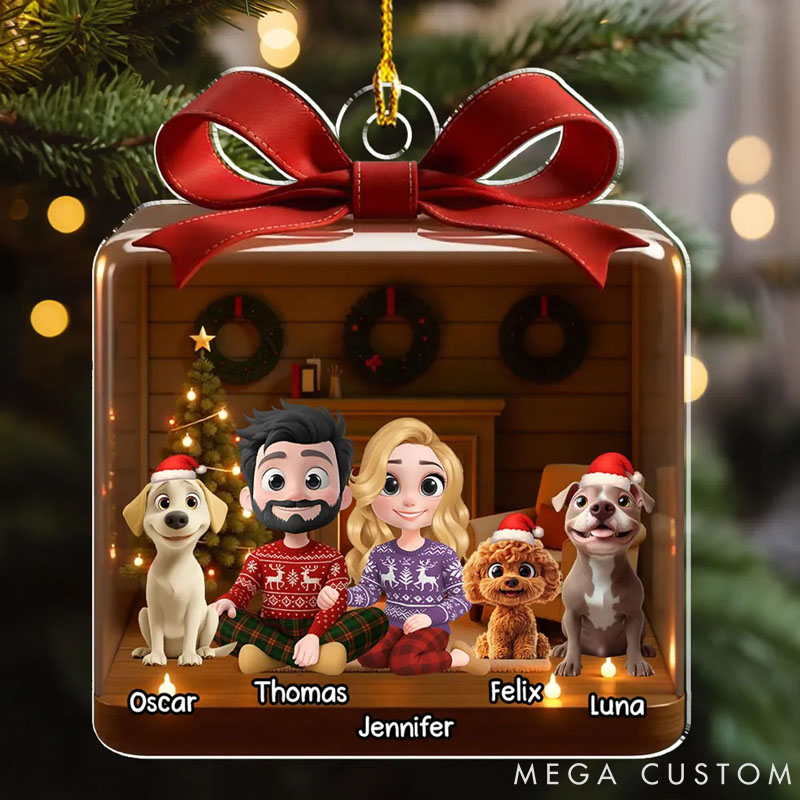Personalized Dog Lover Family is a Present Christmas Ornament