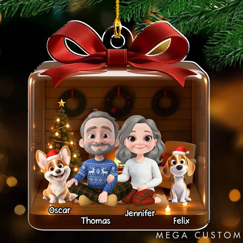 Personalized Dog Lover Family is a Present Christmas Ornament