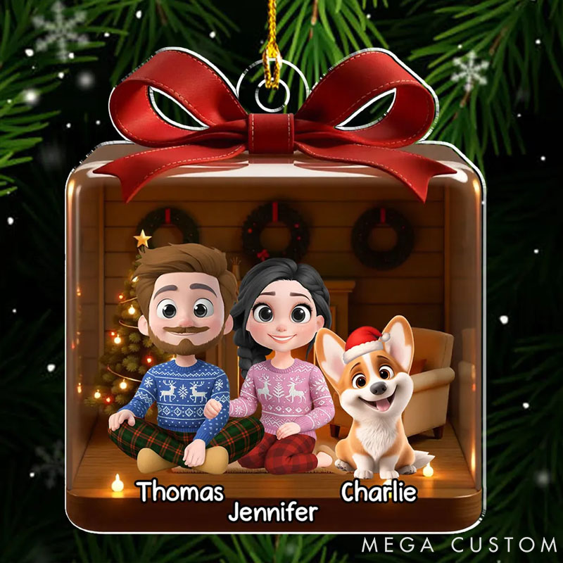 Personalized Dog Lover Family is a Present Christmas Ornament