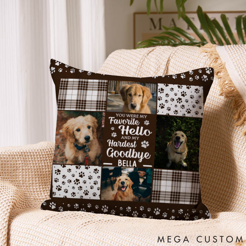 Personalized Dog Lover Favorite Hello and Hardest Goodbye Throw Pillows