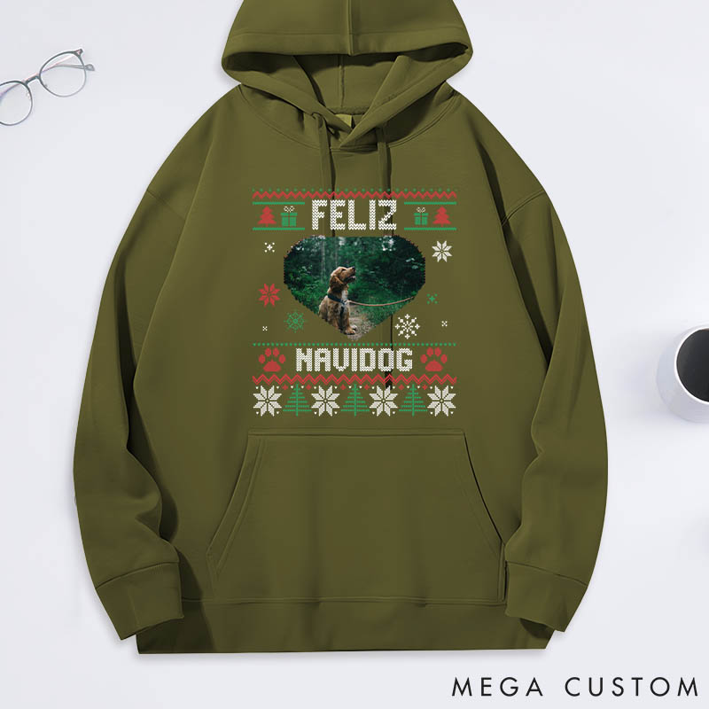 Personalized Dog Lover Feliz Navidog Christmas Classic Hoodies