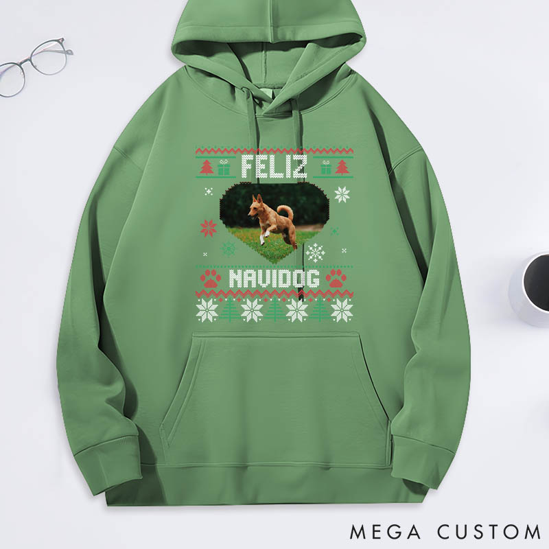 Personalized Dog Lover Feliz Navidog Christmas Classic Hoodies