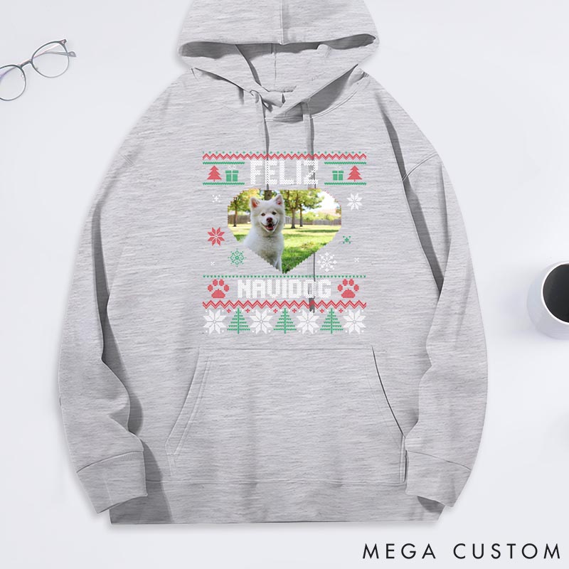 Personalized Dog Lover Feliz Navidog Christmas Classic Hoodies
