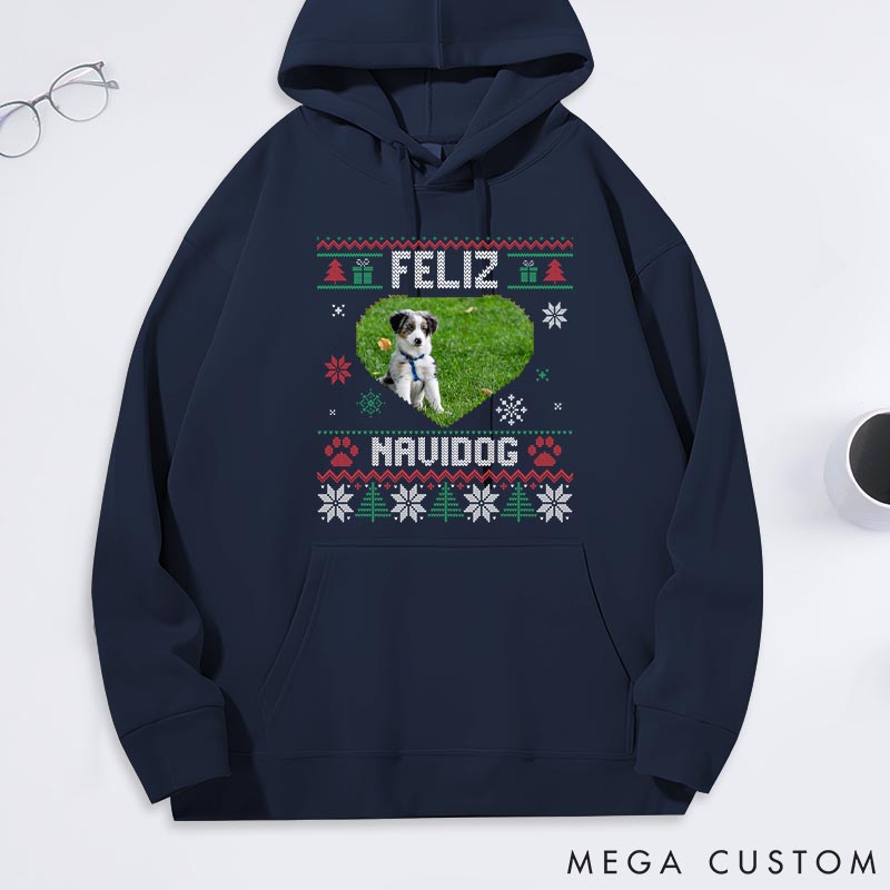Personalized Dog Lover Feliz Navidog Christmas Classic Hoodies