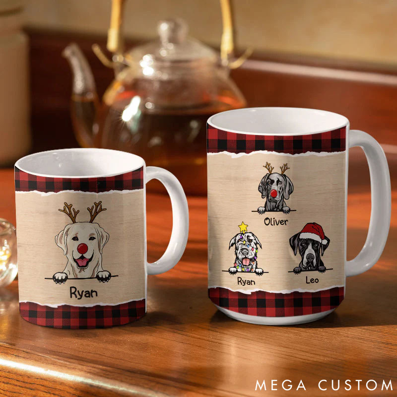 Personalized Dog Lover Feliz Navidog Christmas Dog Mugs