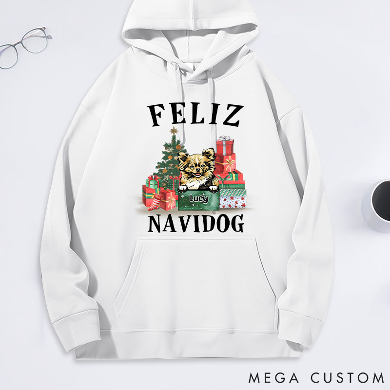 Personalized Dog Lover Feliz Navidog Classic Hoodies