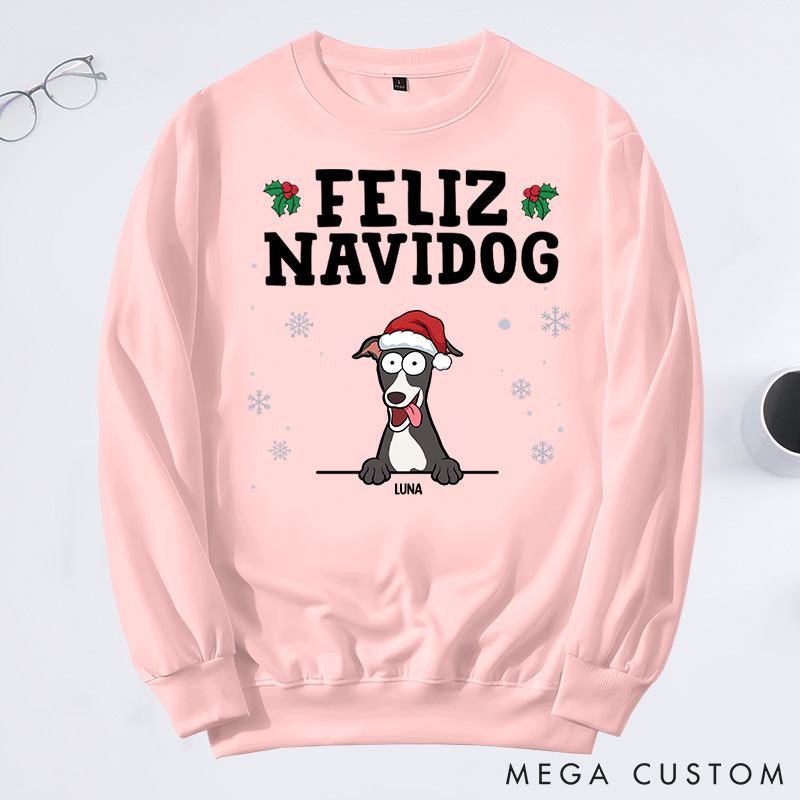 Personalized Dog Lover Feliz Navidog Sweatshirts
