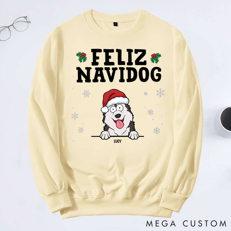 Personalized Dog Lover Feliz Navidog Sweatshirts