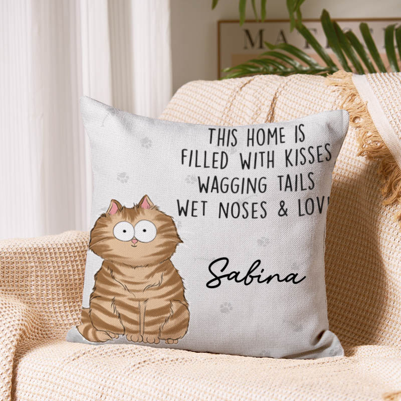Personalized Pet Lover Filled with Kisses Throw Pillows