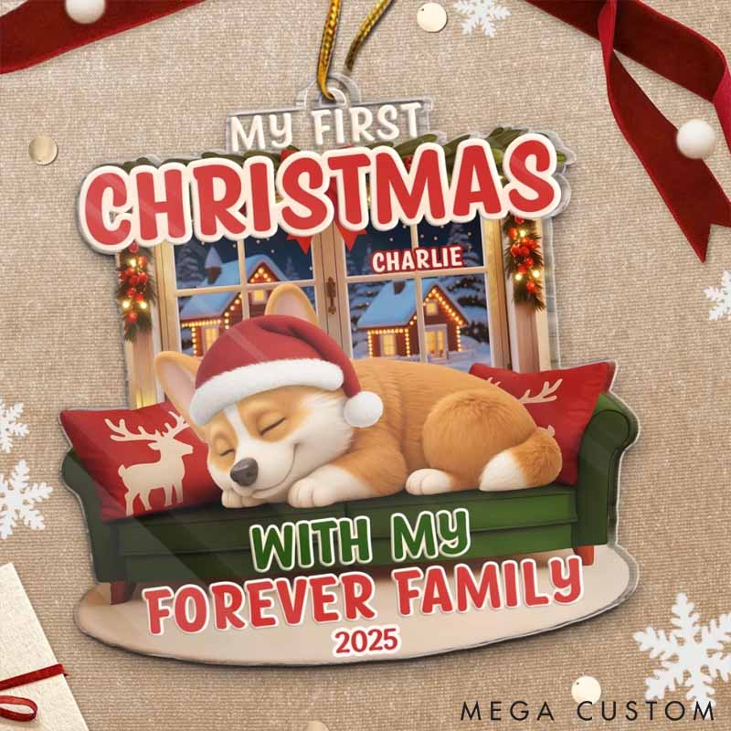 Personalized Dog Lover First Christmas Acrylic Christmas Ornament