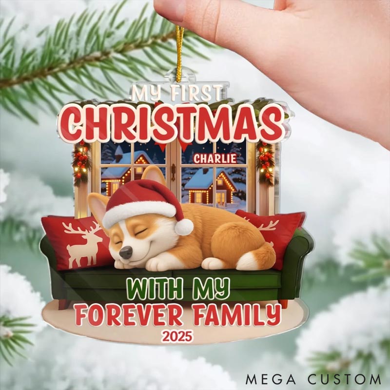 Personalized Dog Lover First Christmas Acrylic Christmas Ornament