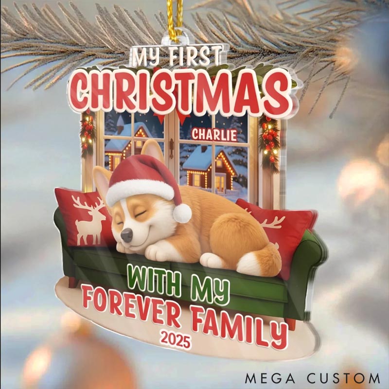 Personalized Dog Lover First Christmas Acrylic Christmas Ornament