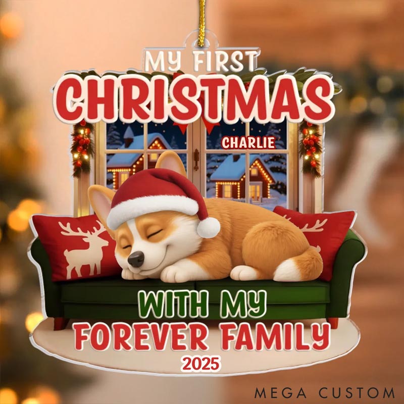 Personalized Dog Lover First Christmas Acrylic Christmas Ornament