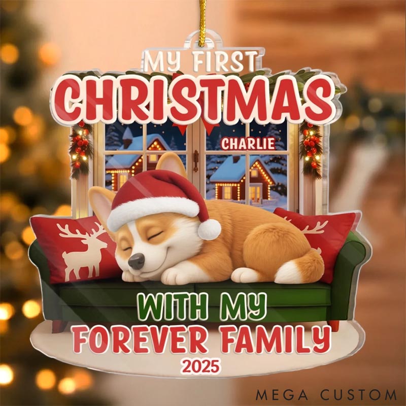 Personalized Dog Lover First Christmas Acrylic Christmas Ornament