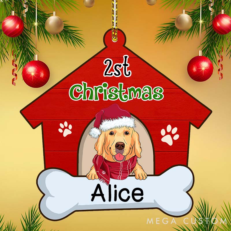Personalized Dog Lover First Christmas Dog House Christmas Ornament