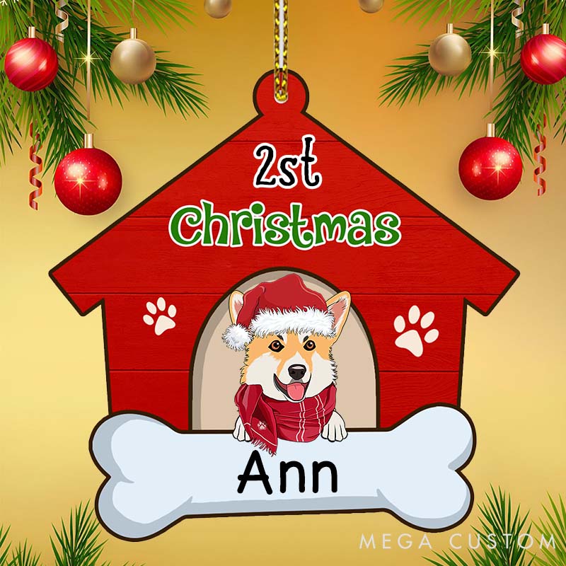 Personalized Dog Lover First Christmas Dog House Christmas Ornament
