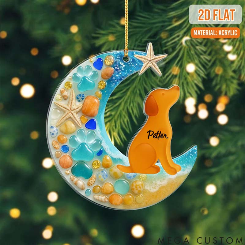Personalized Dog Lover Flat Sea Christmas Ornament