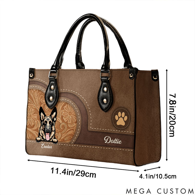 Personalized Dog Lover Floral Embossing and Paw Print Accent Tote Bag