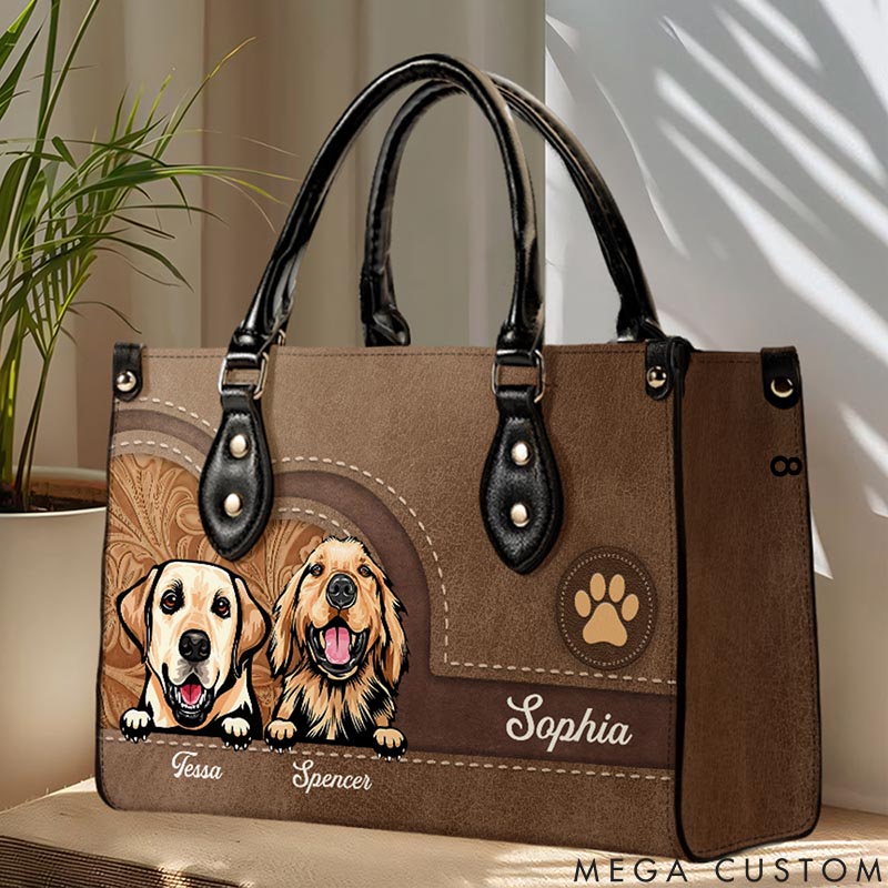 Personalized Dog Lover Floral Embossing and Paw Print Accent Tote Bag
