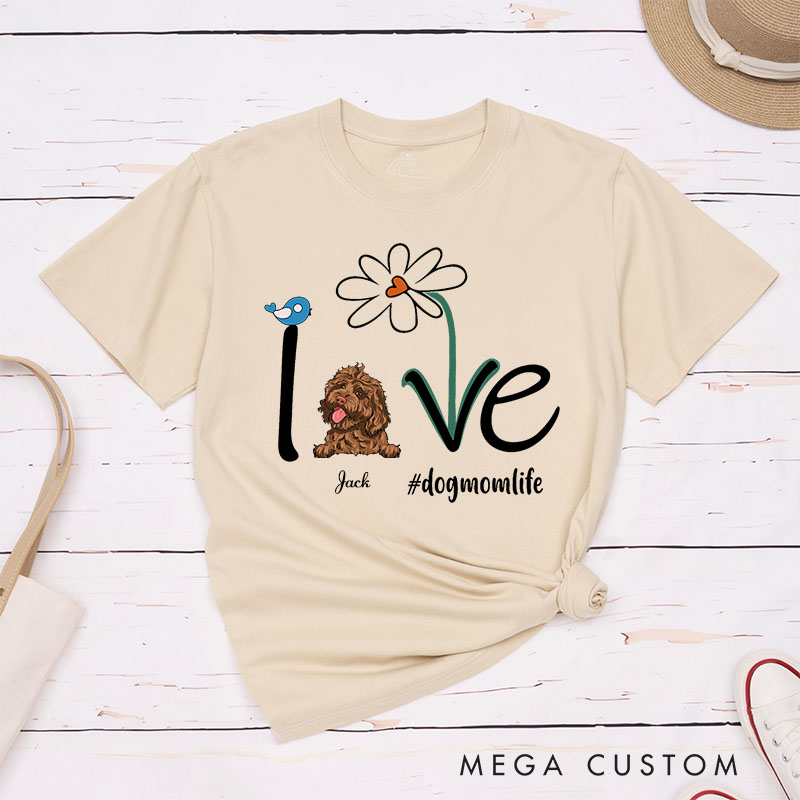 Personalized Dog Lover Flower and Love T-Shirt