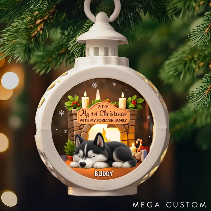 Personalized Dog Lover Forever Love Glows and Tails Wag Lantern Ornament