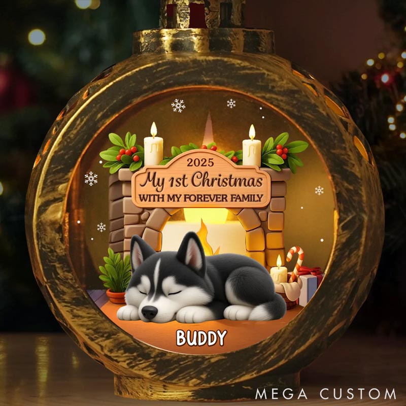 Personalized Dog Lover Forever Love Glows and Tails Wag Lantern Ornament