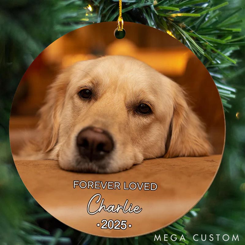 Personalized Dog Lover Forever Loved Custom Photo Pet Memorial Ornament