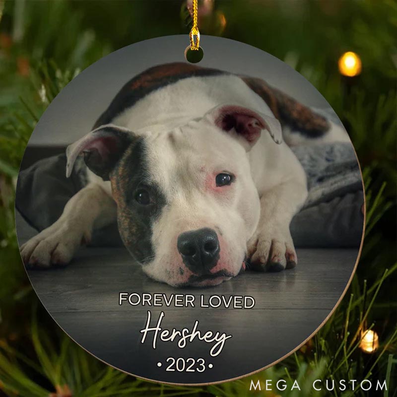 Personalized Dog Lover Forever Loved Custom Photo Pet Memorial Ornament