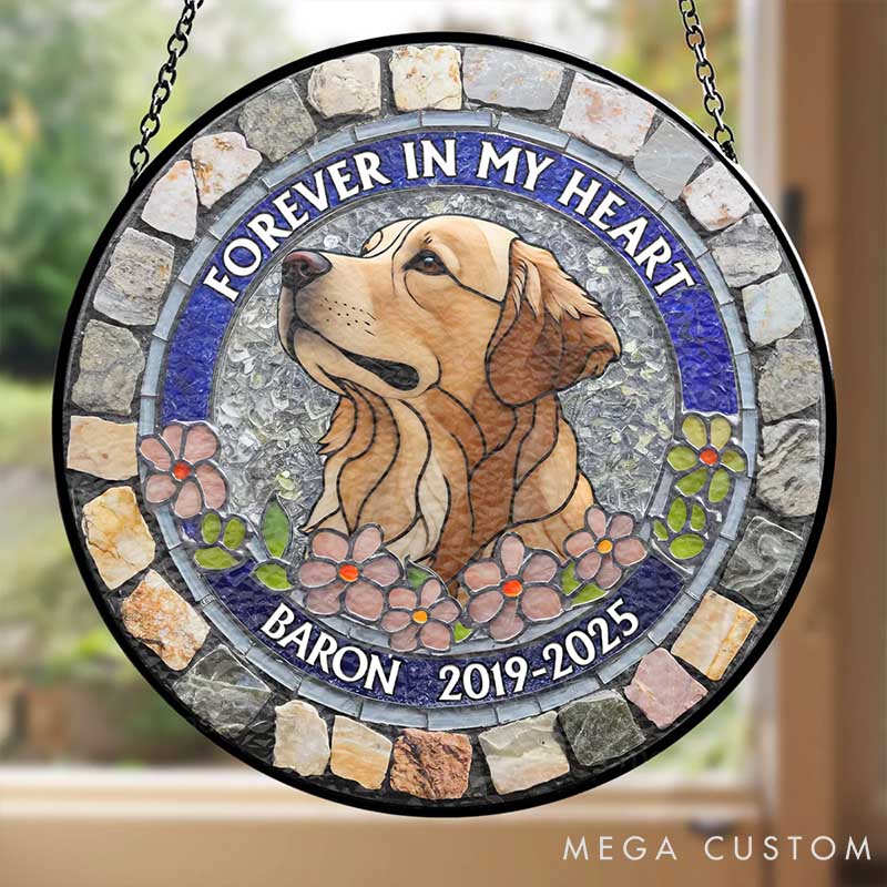 Personalized Dog Lover Forever in My Heart Sun Catcher