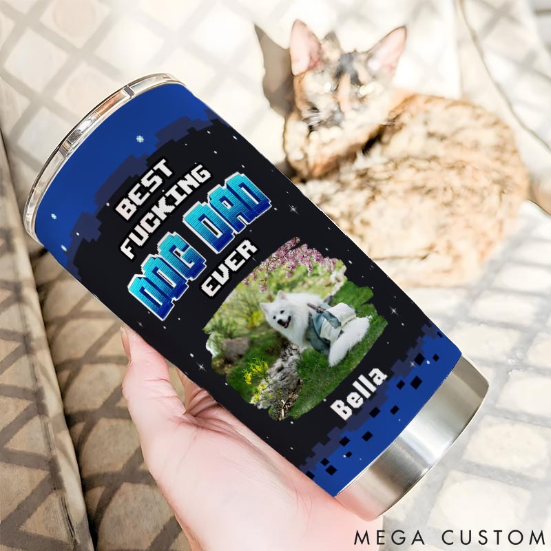 Personalized Dog Lover Game Time with Dad Photo 20oz Tumbler