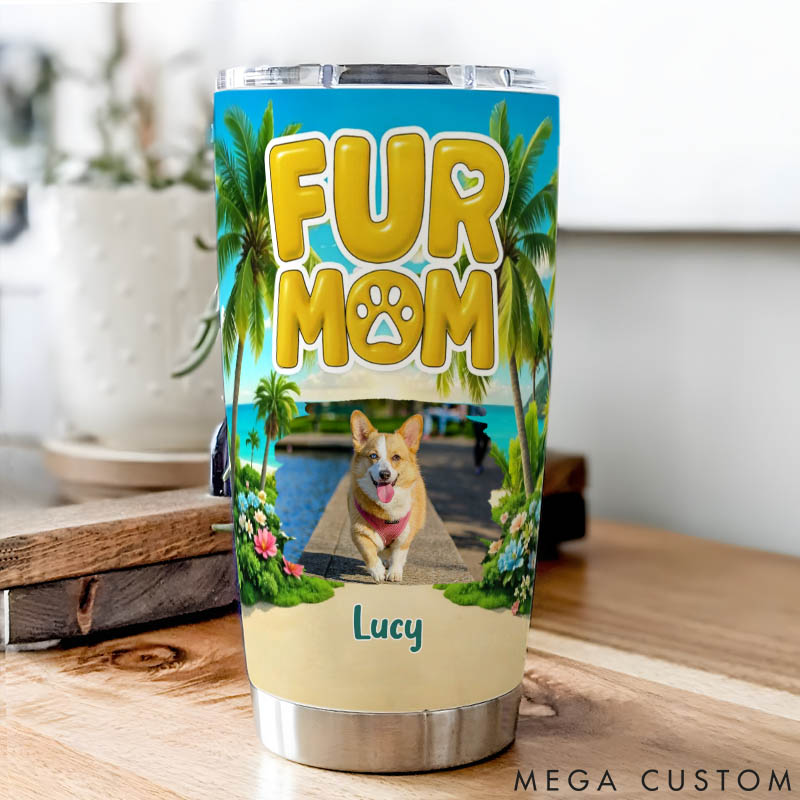 Personalized Dog Lover Fur Babies Mom Summer Photo 20oz Tumbler