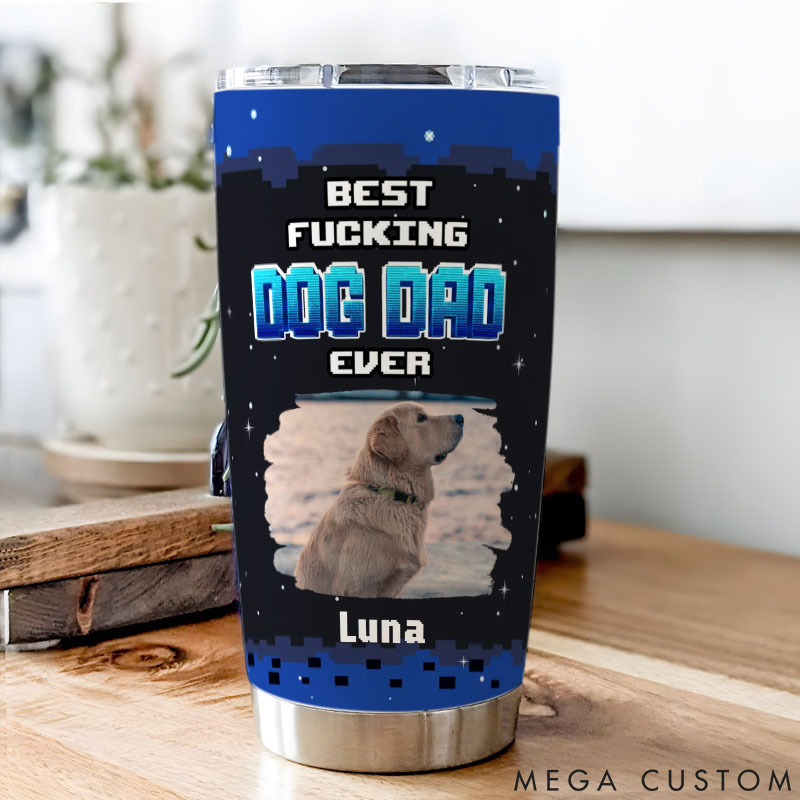 Personalized Dog Lover Game Time with Dad Photo 20oz Tumbler
