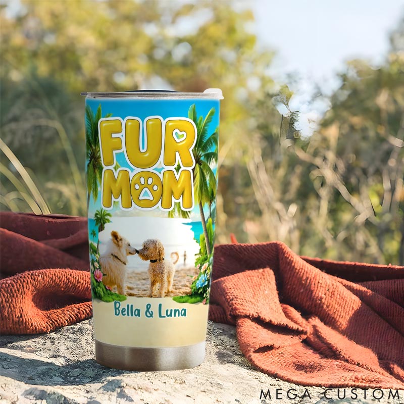 Personalized Dog Lover Fur Babies Mom Summer Photo 20oz Tumbler