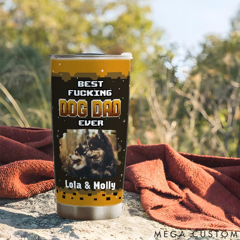 Personalized Dog Lover Game Time with Dad Photo 20oz Tumbler