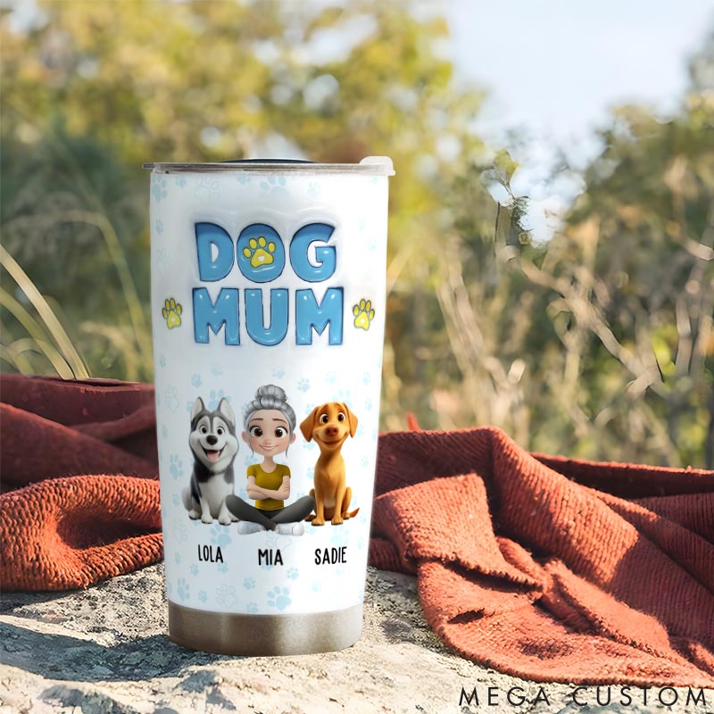 Personalized Dog Lover Girl and Dog Cartoon Style Dog Mom 20oz Tumbler