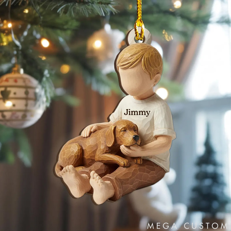 Personalized Dog Lover Girl with Dogs Christmas Ornament