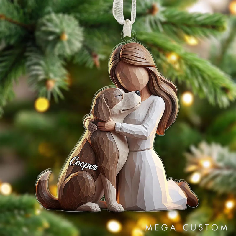 Personalized Dog Lover Girl with Dogs Christmas Ornament