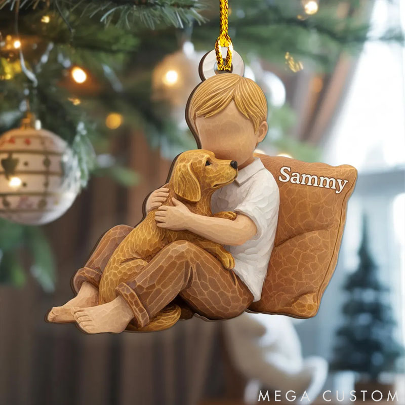 Personalized Dog Lover Girl with Dogs Christmas Ornament