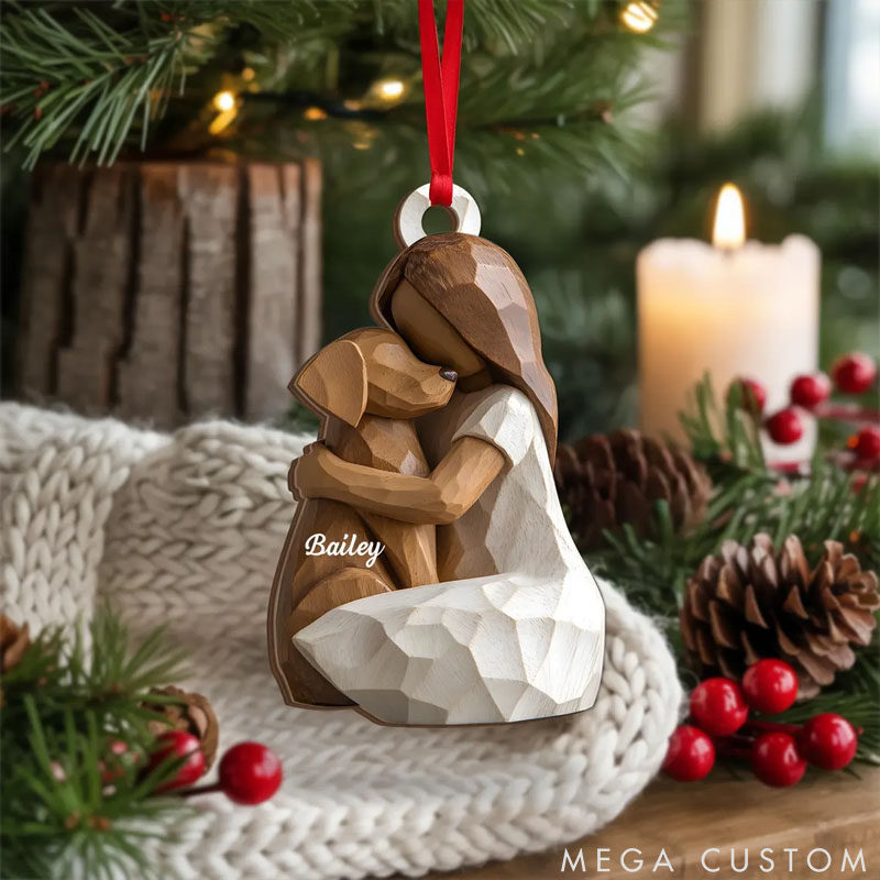 Personalized Dog Lover Girl with Dogs Christmas Ornament