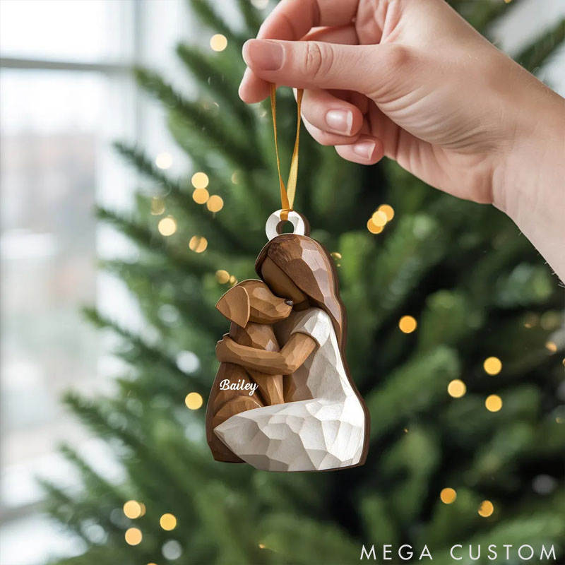 Personalized Dog Lover Girl with Dogs Christmas Ornament