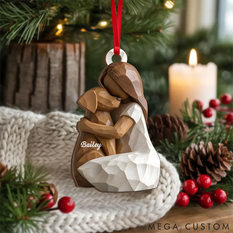 Personalized Dog Lover Girl with Dogs Dog Memorial Christmas Ornament