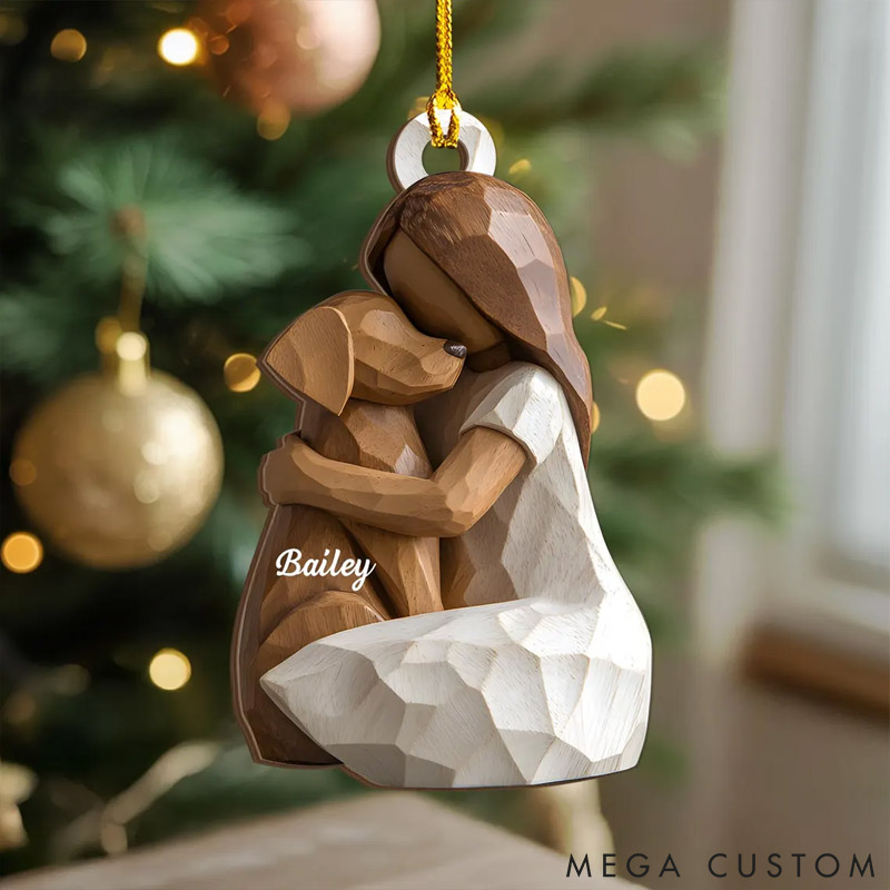 Personalized Dog Lover Girl with Dogs Dog Memorial Christmas Ornament