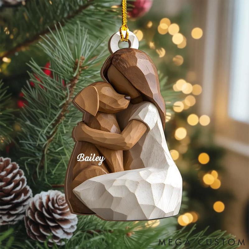Personalized Dog Lover Girl with Dogs Dog Memorial Christmas Ornament