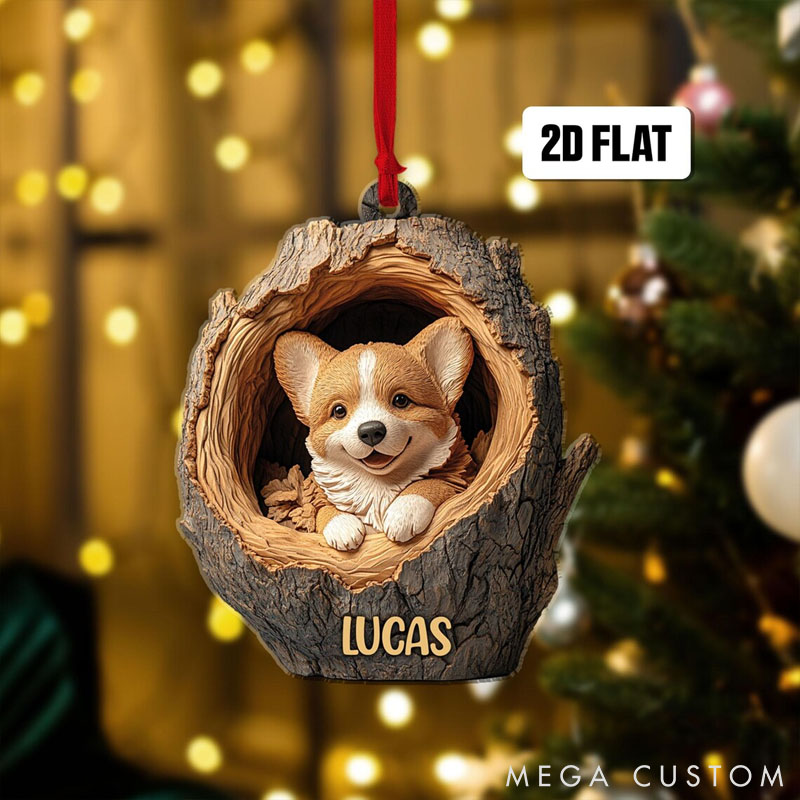 Personalized Dog Lover Goldendoodle Rearview German Shepherd Corgi Christmas Ornament
