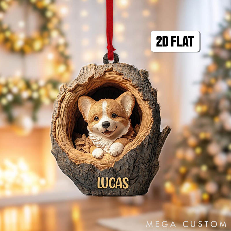 Personalized Dog Lover Goldendoodle Rearview German Shepherd Corgi Christmas Ornament