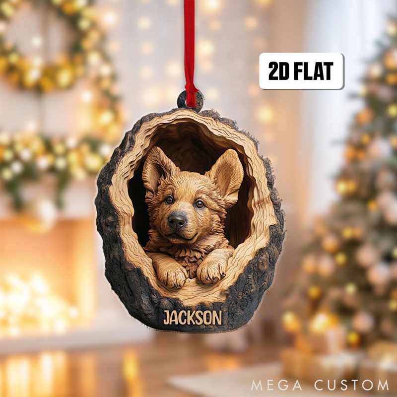 Personalized Dog Lover Goldendoodle Rearview German Shepherd Corgi Christmas Ornament