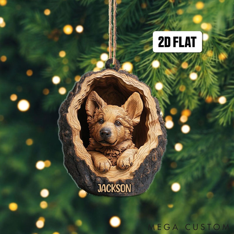 Personalized Dog Lover Goldendoodle Rearview German Shepherd Corgi Christmas Ornament